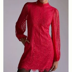 Anthropologie Maeve Red Mini Lace Dress